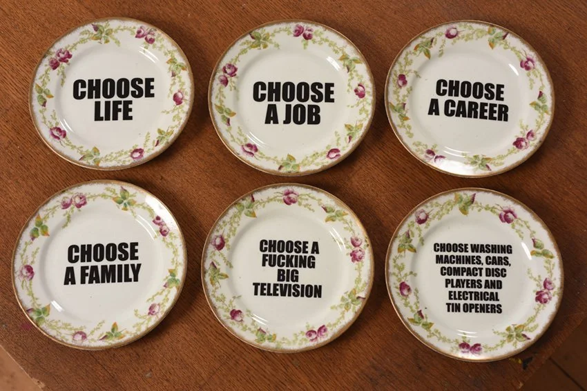 Set of 6 Trainspotting Commemorative plates by Haus of Lucy