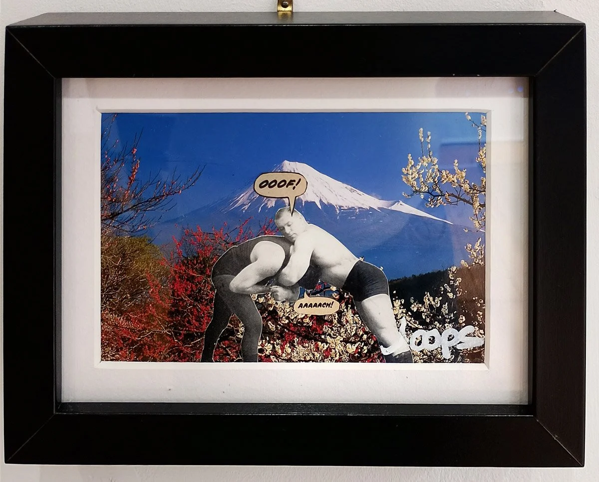 "No Sumo No. 3" Collaged Postcard by Phill Jupitus