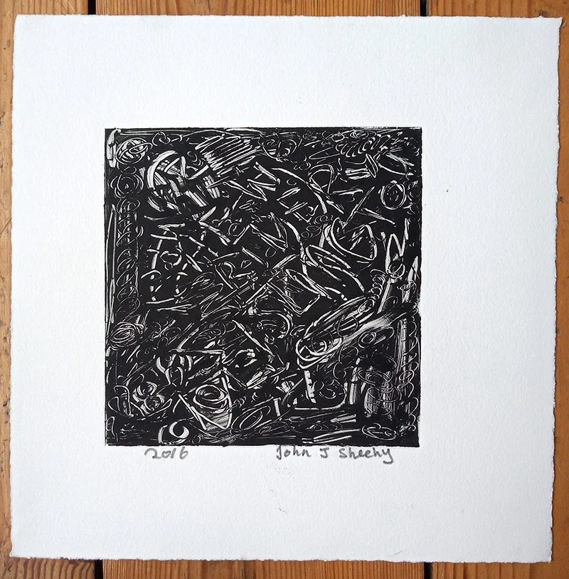 "New River Islington" original monoprint by John J Sheehy