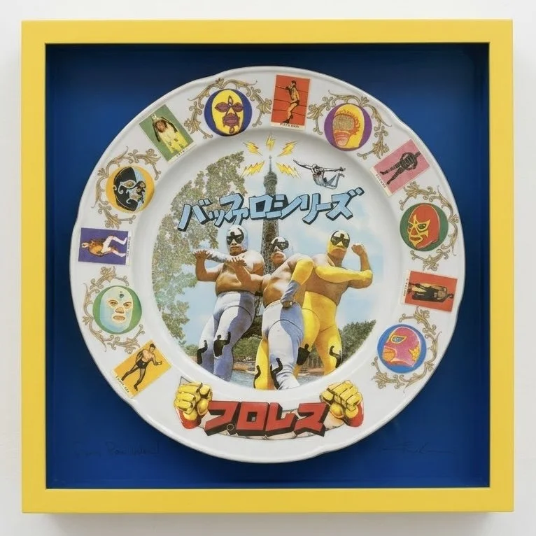 "Paris Pow Wow'" Original ceramic plate by Tom Buchanan