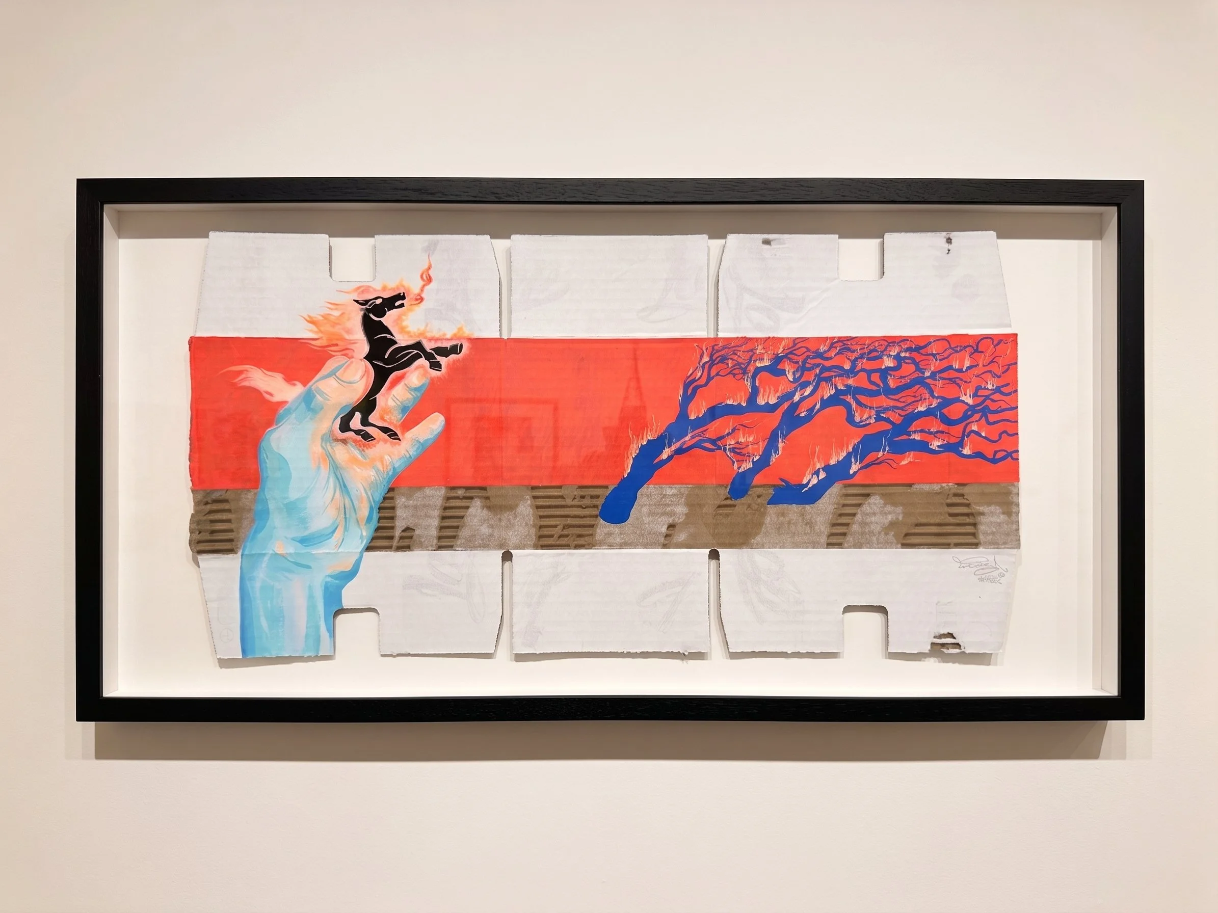 "That Bloody Fire Horse" Acrylic on Cardboard Loop Box by Bec