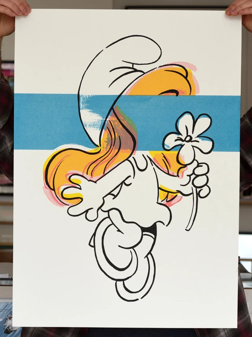 "Smurfette Stripe Special" limited edition screenprint by Carl Stimpson