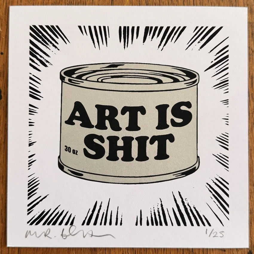 "Art Is S***" Silver Mini Limited Edition Screenprint by Mister Edwards