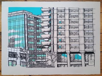 "The Barbican" limited edition screenprint by Jo Peel