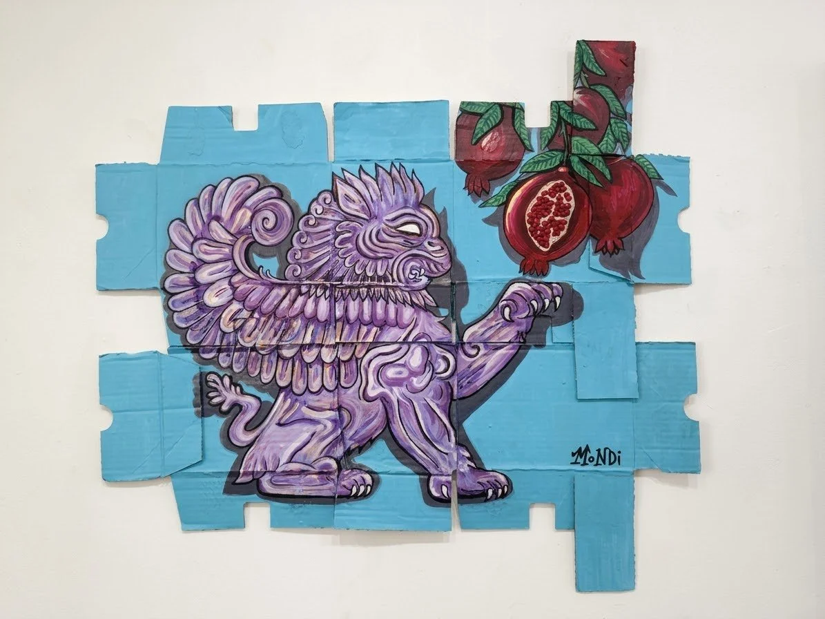 "Raaz - e - Anar (The Secret of The Pomegranate)" Mixed media on Spray Paint box by MoNDi