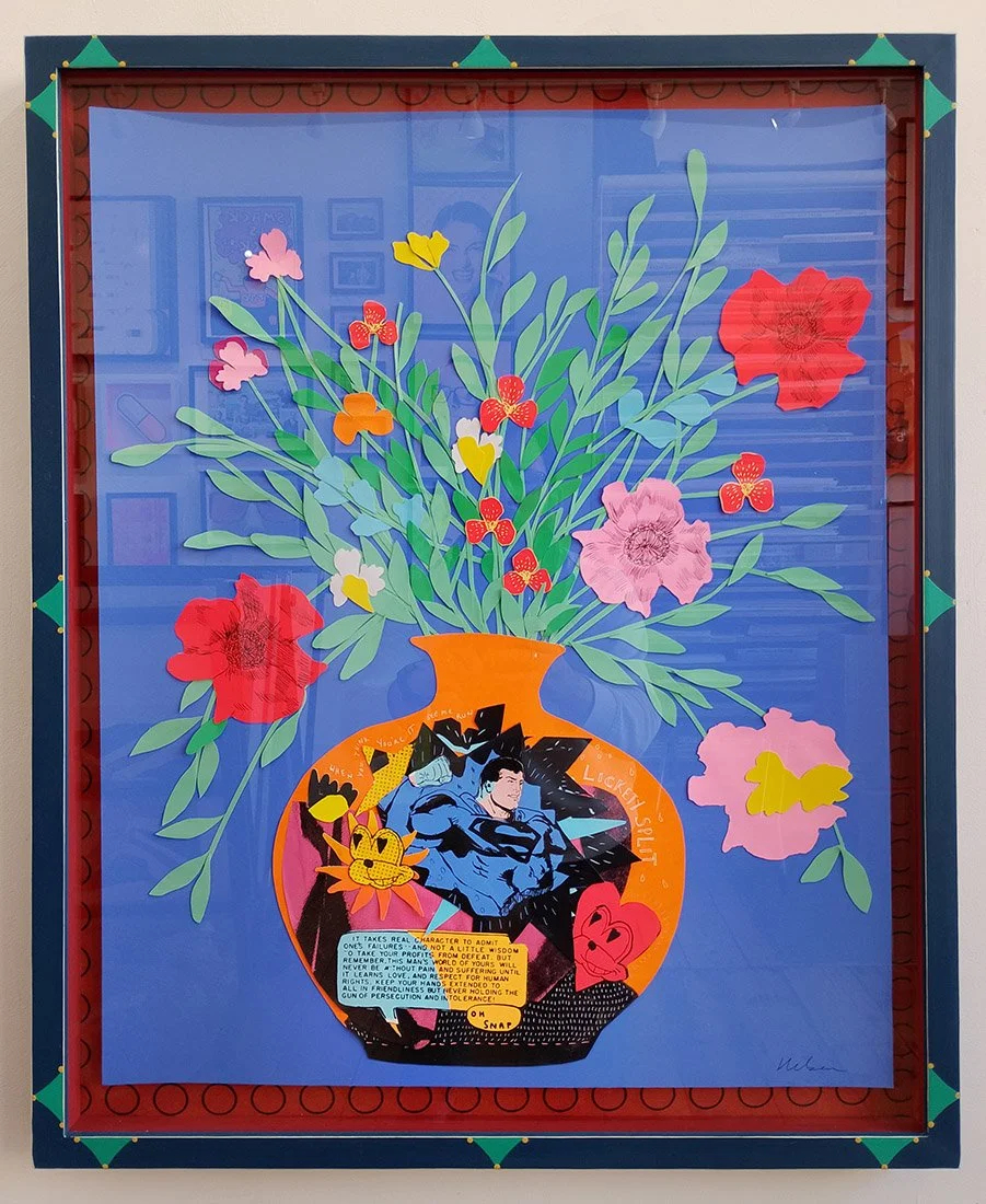 floral vase artwork collage