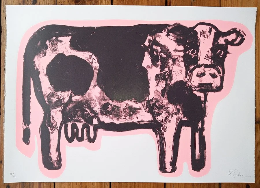 "Silly Moo" limited edition screenprint by Gavin Dobson