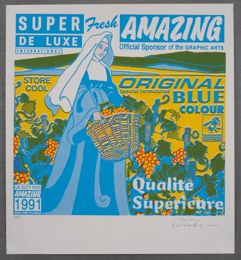 "Cool Blue Nun" limited edition screenprint by Charlie Evaristo-Boyce