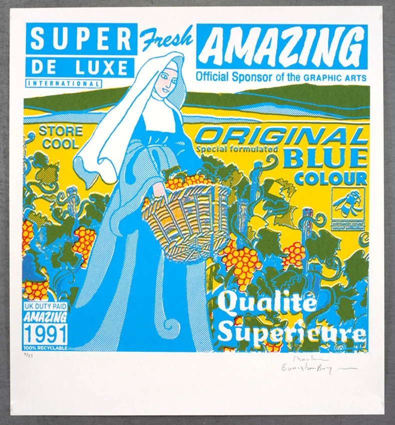 "Cool Blue Nun" limited edition screenprint by Charlie Evaristo-Boyce