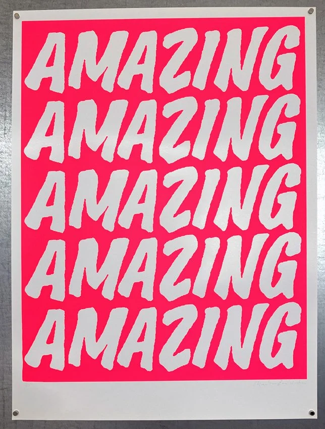 "Fluoro AMAZING Pink Edition" limited edition screenprint by Charlie Evaristo-Boyce