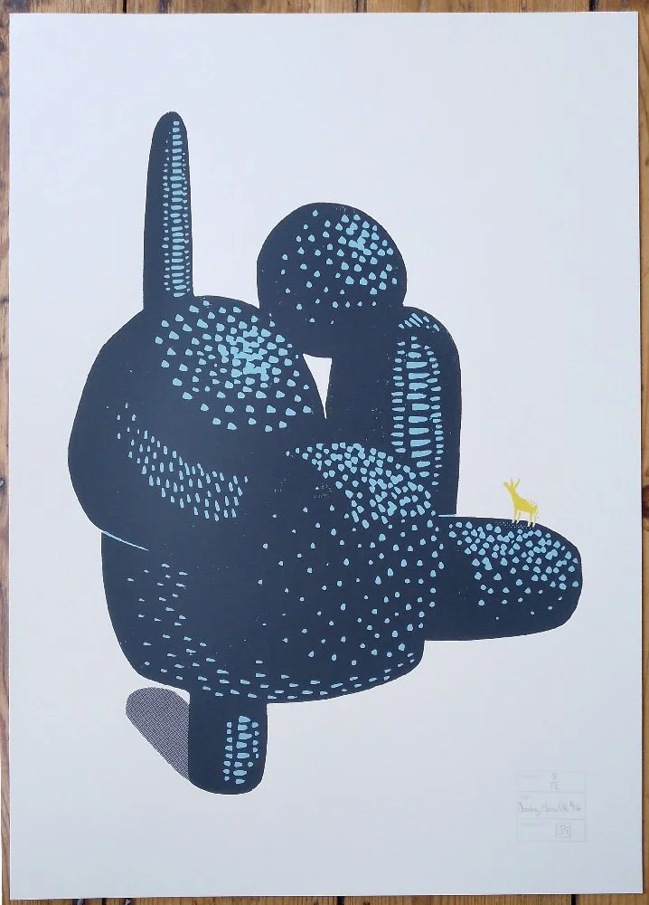 "Donkey Monolith No 14" linocut screenprint by James Green