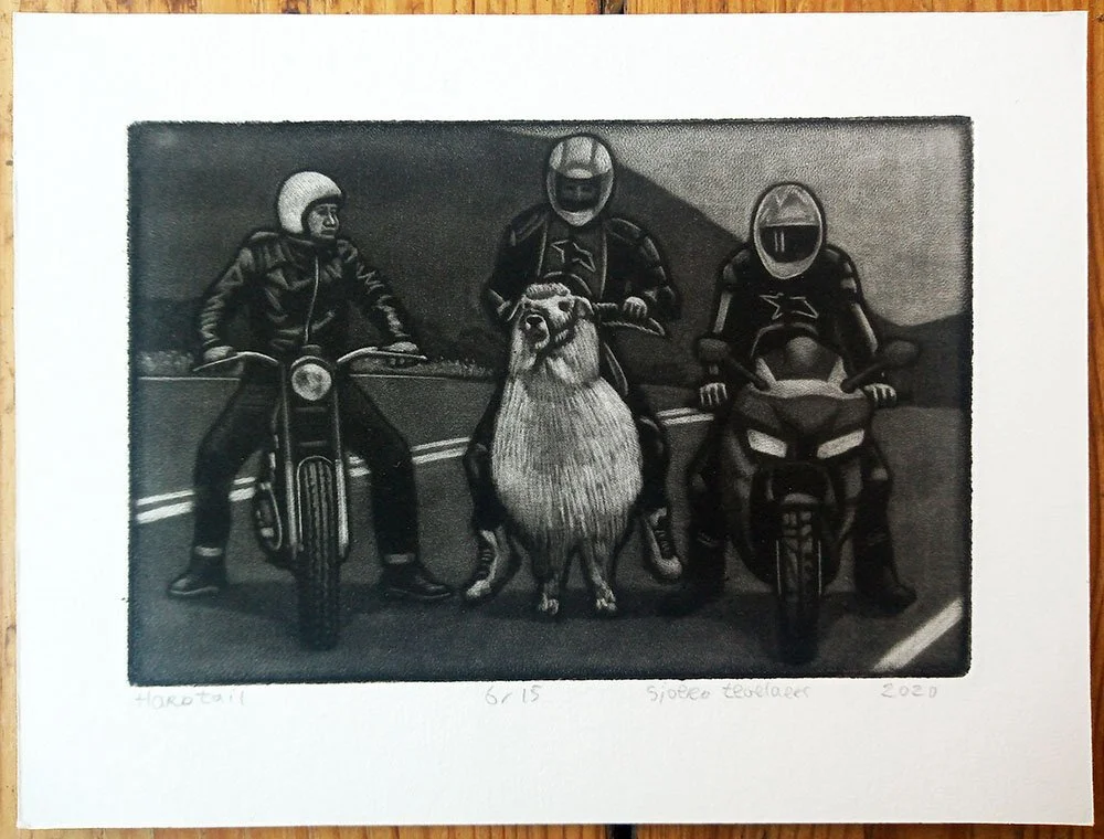 "Hardtail" mezzotint print by Sjoerd Tegelaers