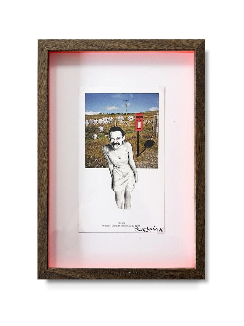 "Headswapping Begbie" Original Framed Vintage Postcard with Collage by Phill Jupitus