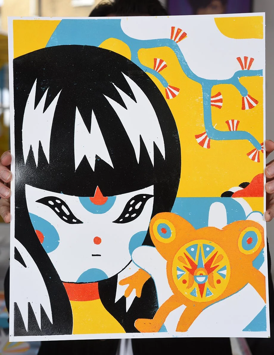 "Vitamine" limited edition woodcut print by Roman Klonek