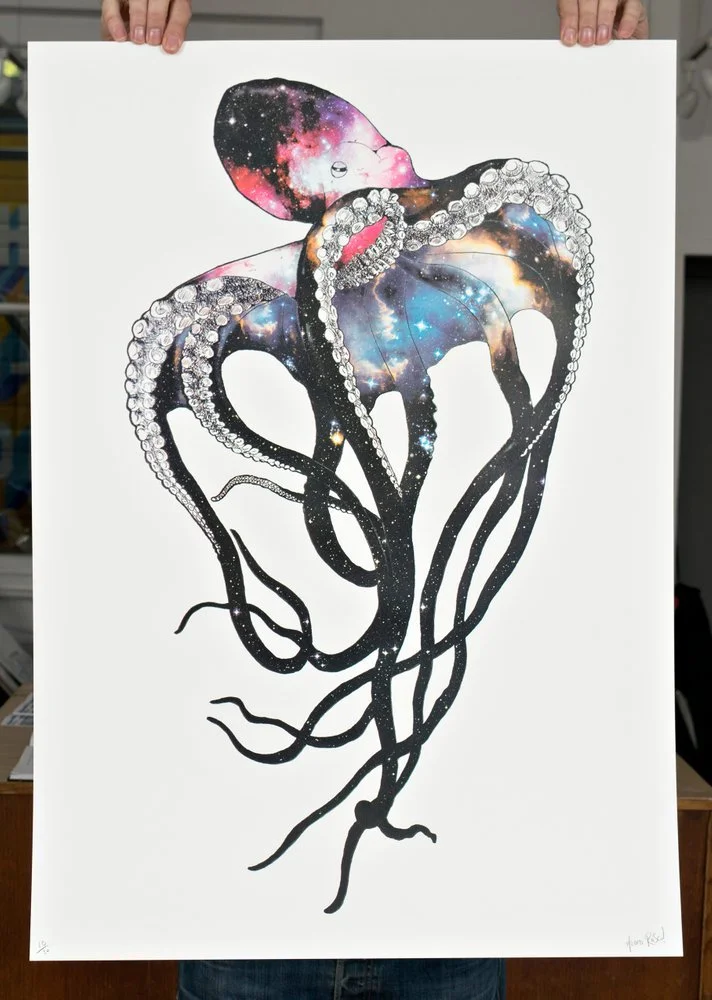 "Cover me like the night"  screenprint by Rosco Brittin