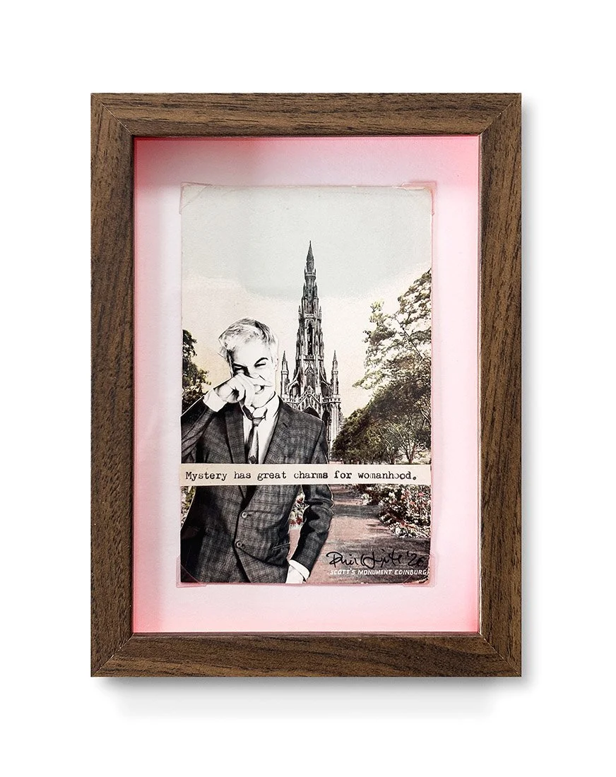 "Waltscotting Sick boy" Original Framed Vintage Postcard with Collage by Phill Jupitus