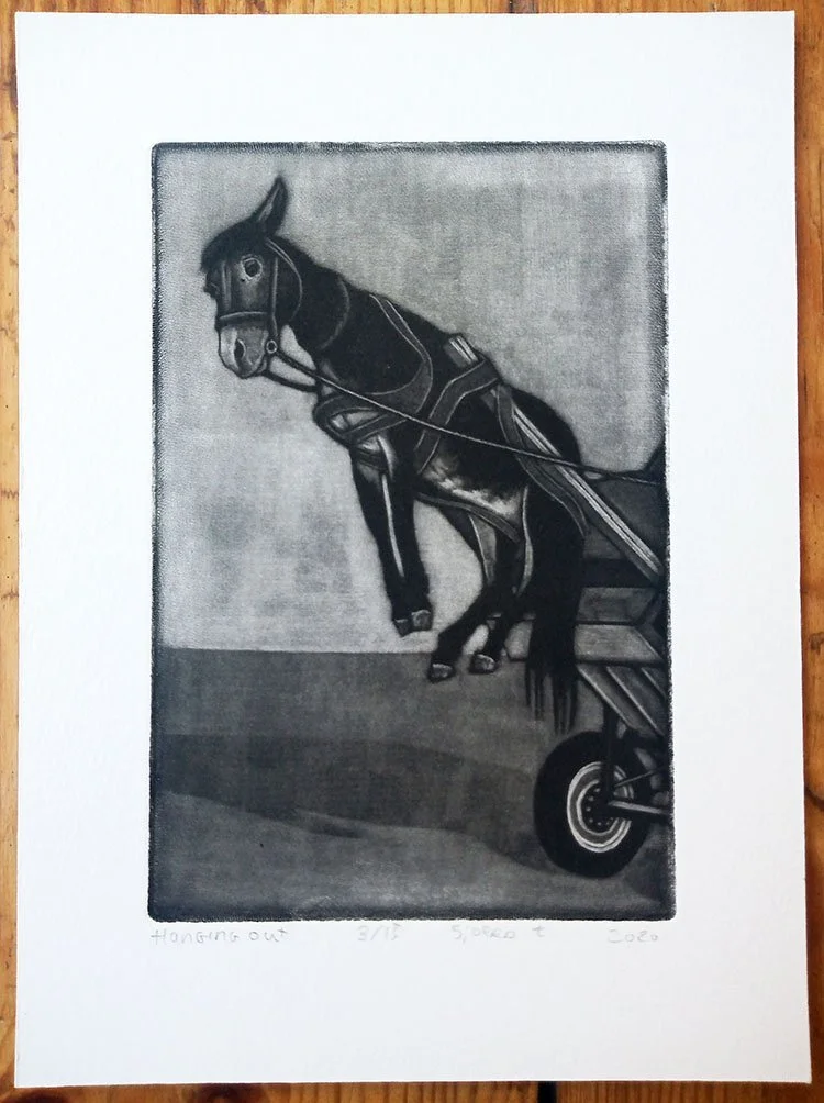 "Hanging out" mezzotint print by Sjoerd Tegelaers