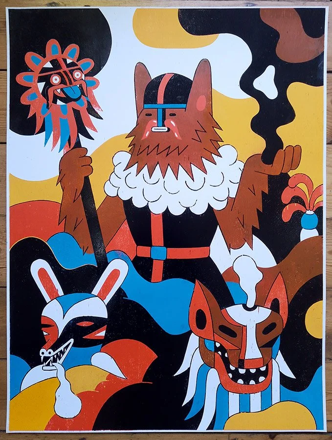 "Shadowborn Apostle" limited edition woodcut print by Roman Klonek