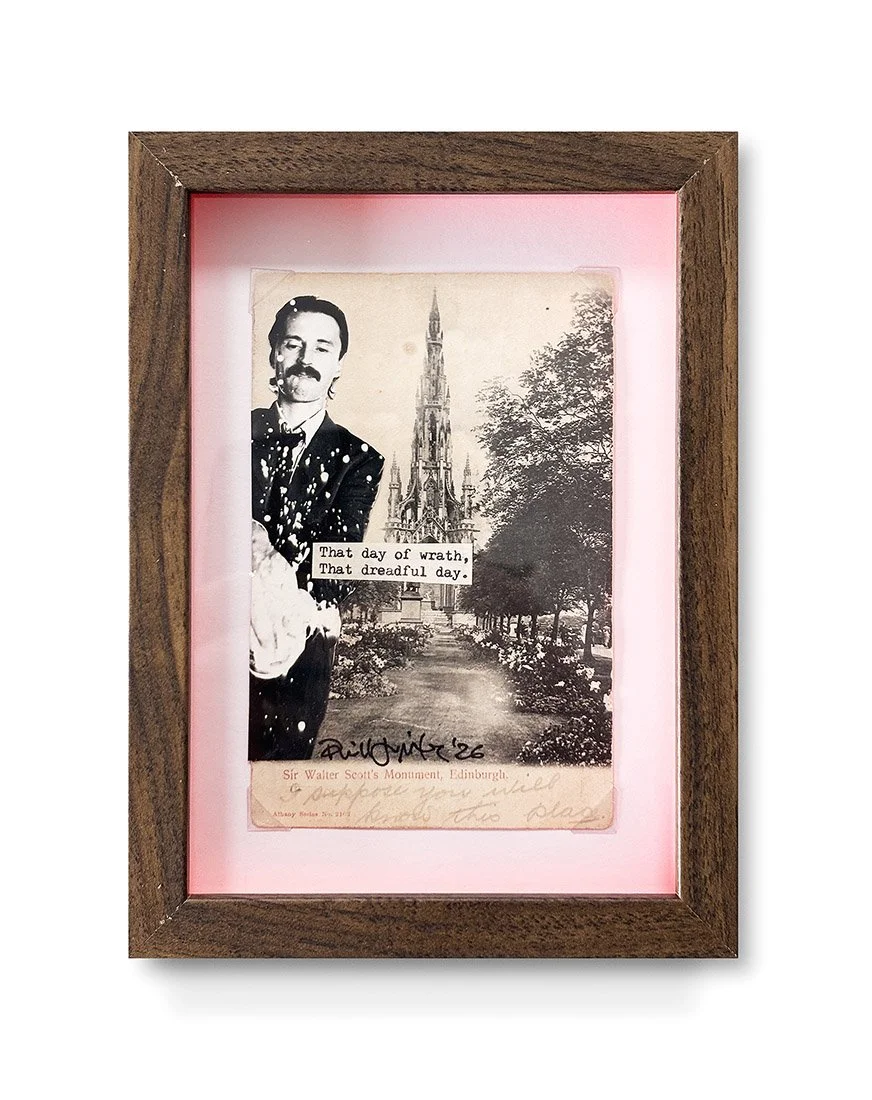 "Waltscotting Begbie" Original Framed Vintage Postcard with Collage by Phill Jupitus