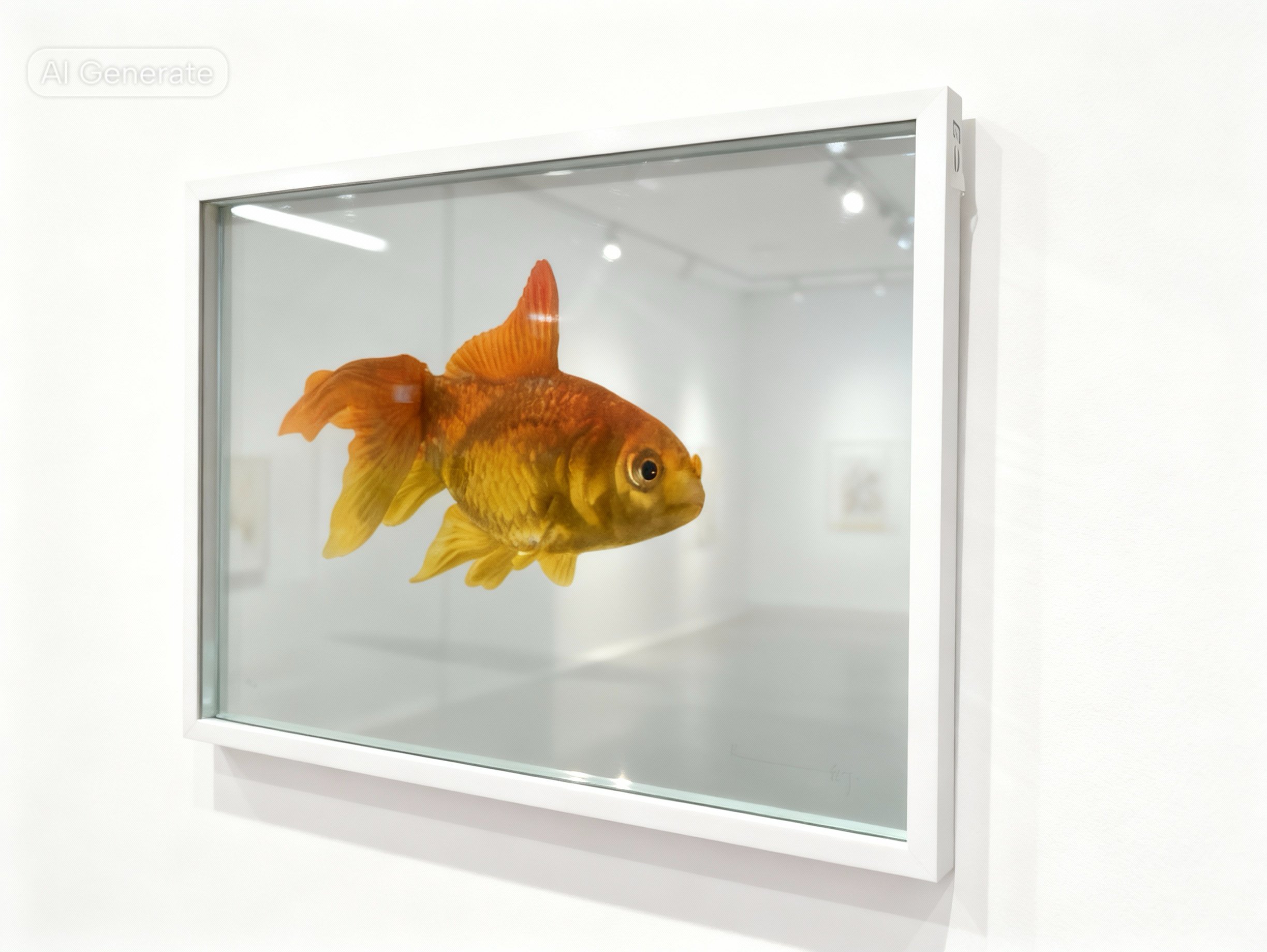 Goldfish in a glass display case