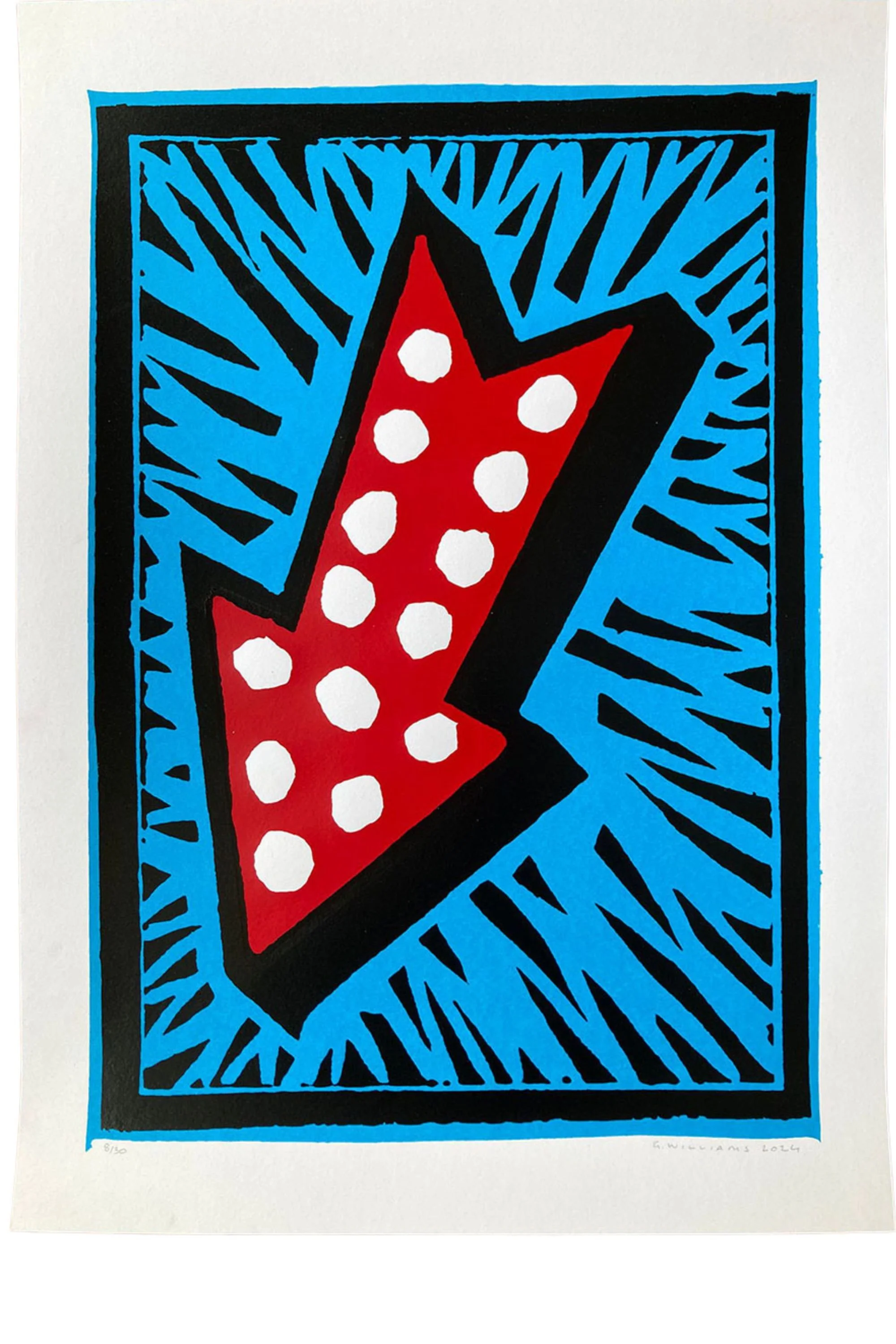 "Fairground arrow (blue)" limited edition screenprint by Gareth Williams