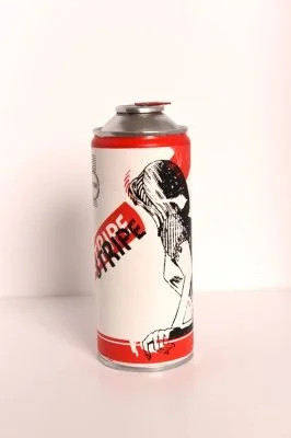 "Red Stripe single" customised empty spray can by Carl Stimpson