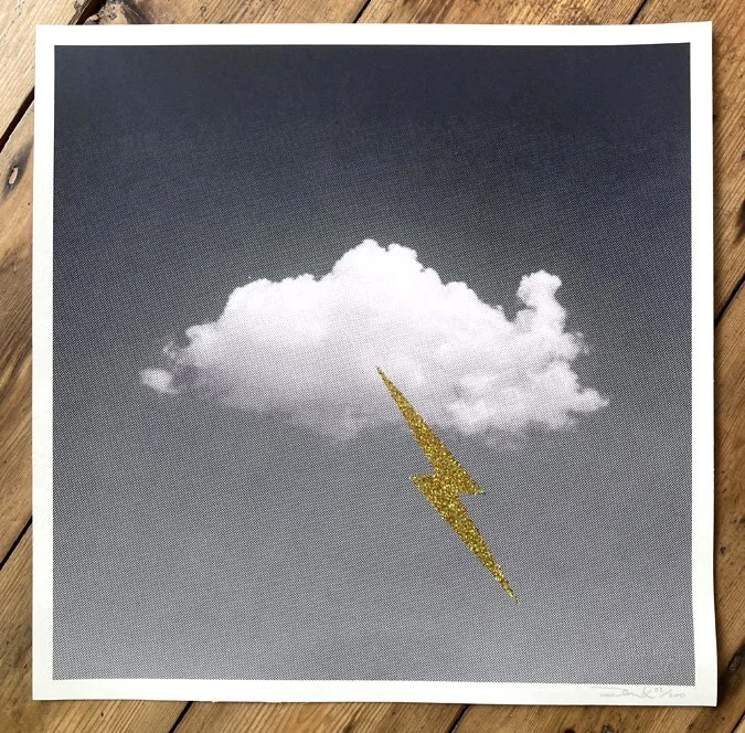 "Little Fucking Cloud (Glitter Edition)" limited edition screenprint by Donk