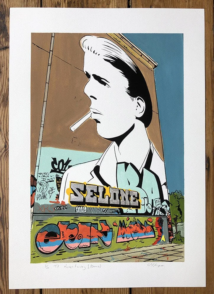 "Tt. Neveritaweg 1 (Bowie)" screenprint by Carl Stimpson