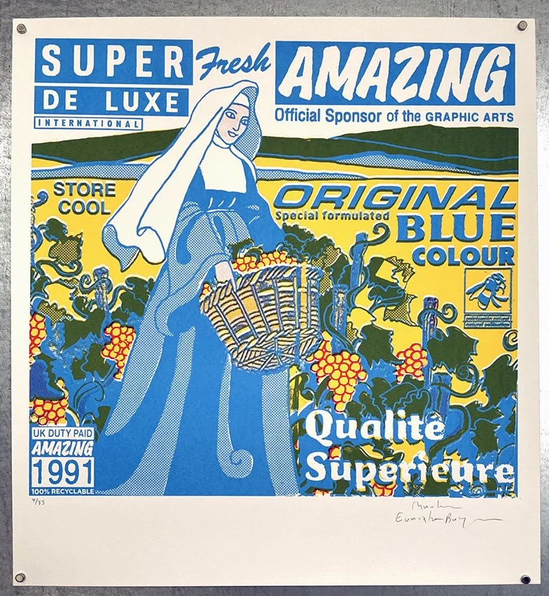 "Cool Blue Nun" limited edition screenprint by Charlie Evaristo-Boyce
