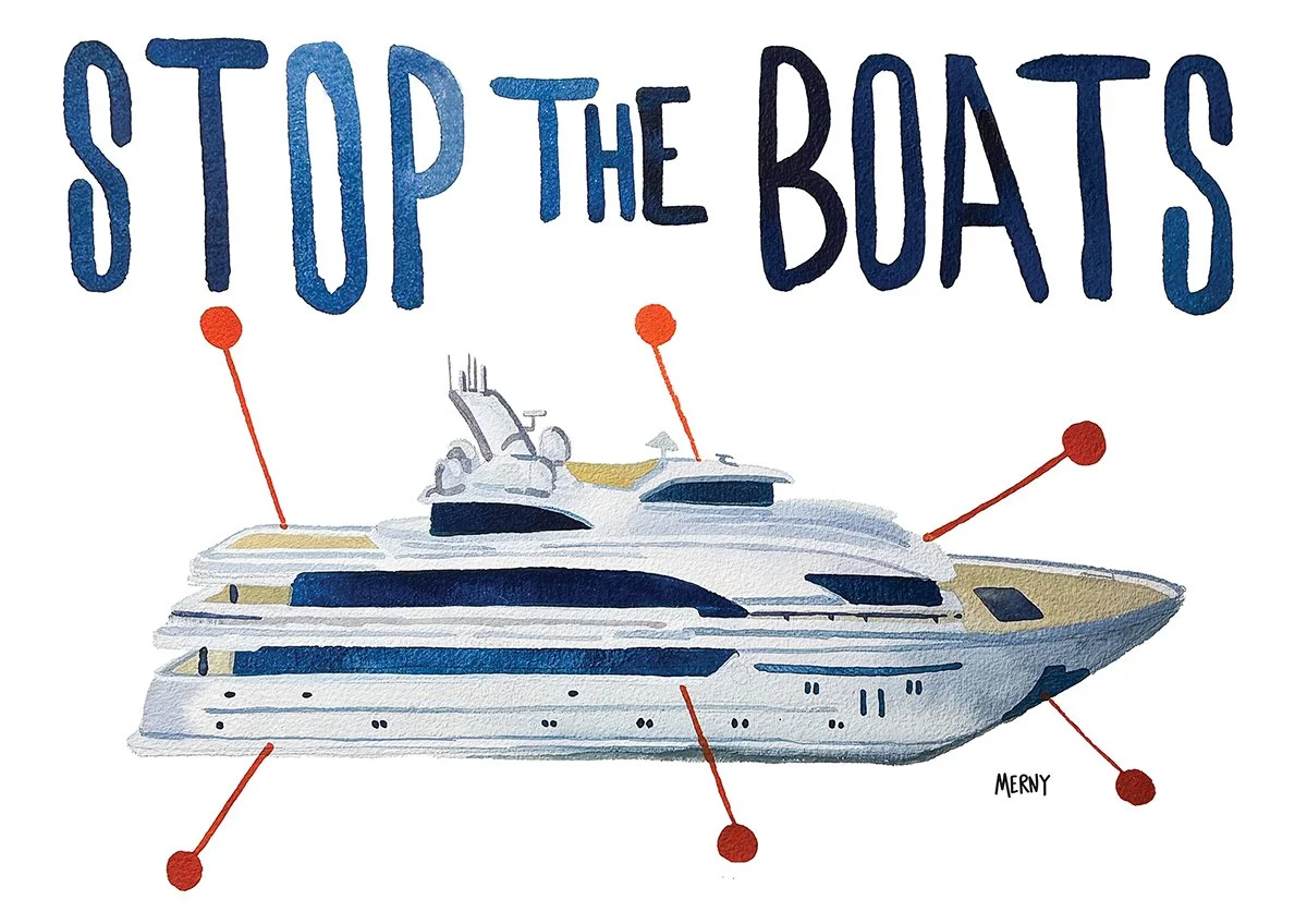 "Stop the Boats" Limited Edition Digital print by Merny