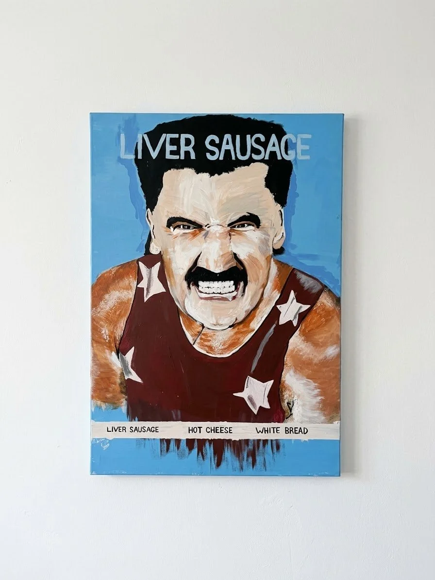 "Liver Sausage [Mark "Rollerblade" Rocco]" Original painting by Luke Haines