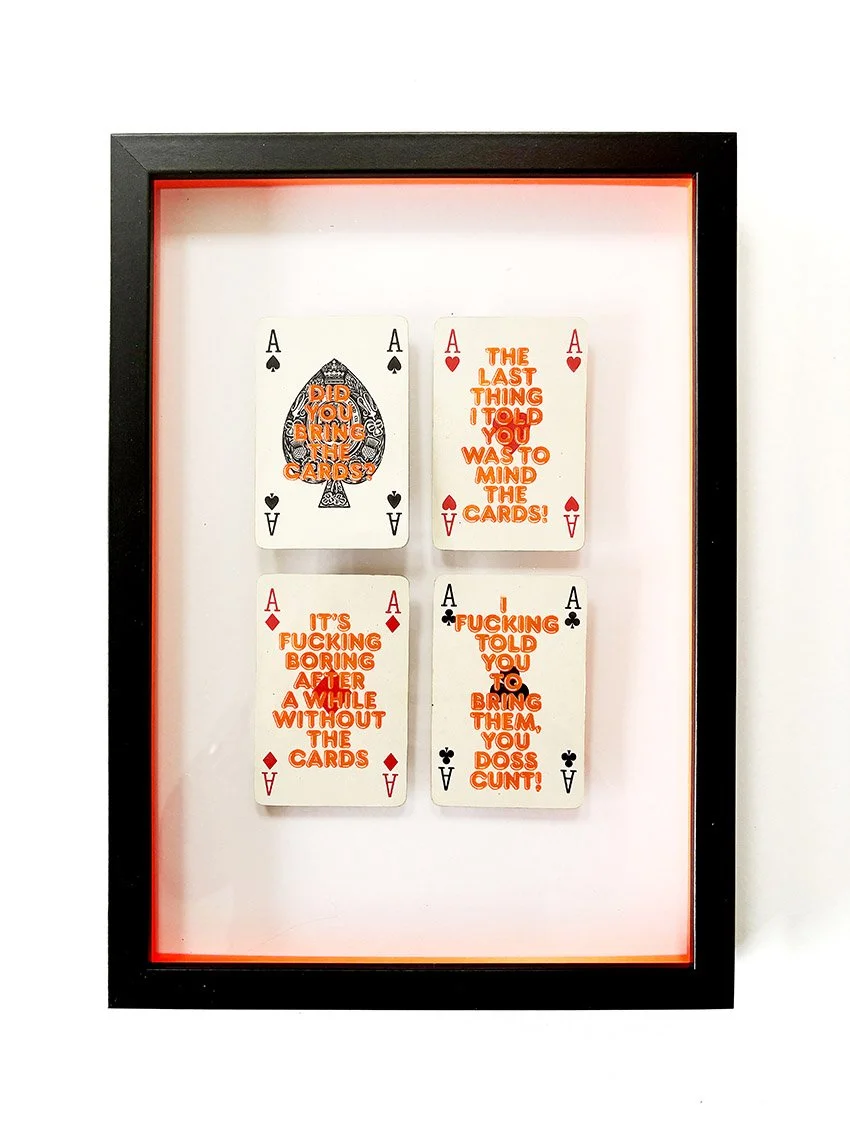 "Did you bring the cards" Screenprint on playing cards by Grow Up