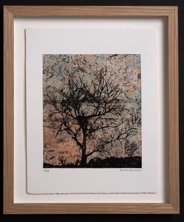 "Above Their Domain" limited edition framed collagraph print by Rachel Mentzer