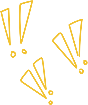 Multiple yellow exclamation marks with dots on a black background.