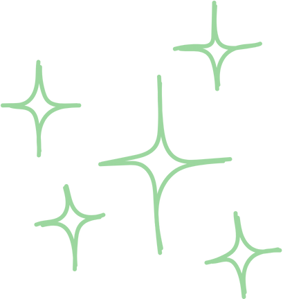 Multiple green star-shaped sparkles or glimmers on a black background.