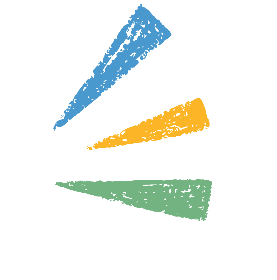 Three colorful chalk sticks in blue, orange, and green on a blackboard.