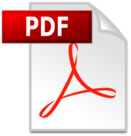 Icon of a PDF document with a red top banner and a stylized red Adobe Acrobat logo in the center.