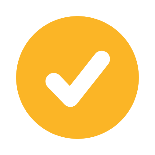A white checkmark inside a yellow circle