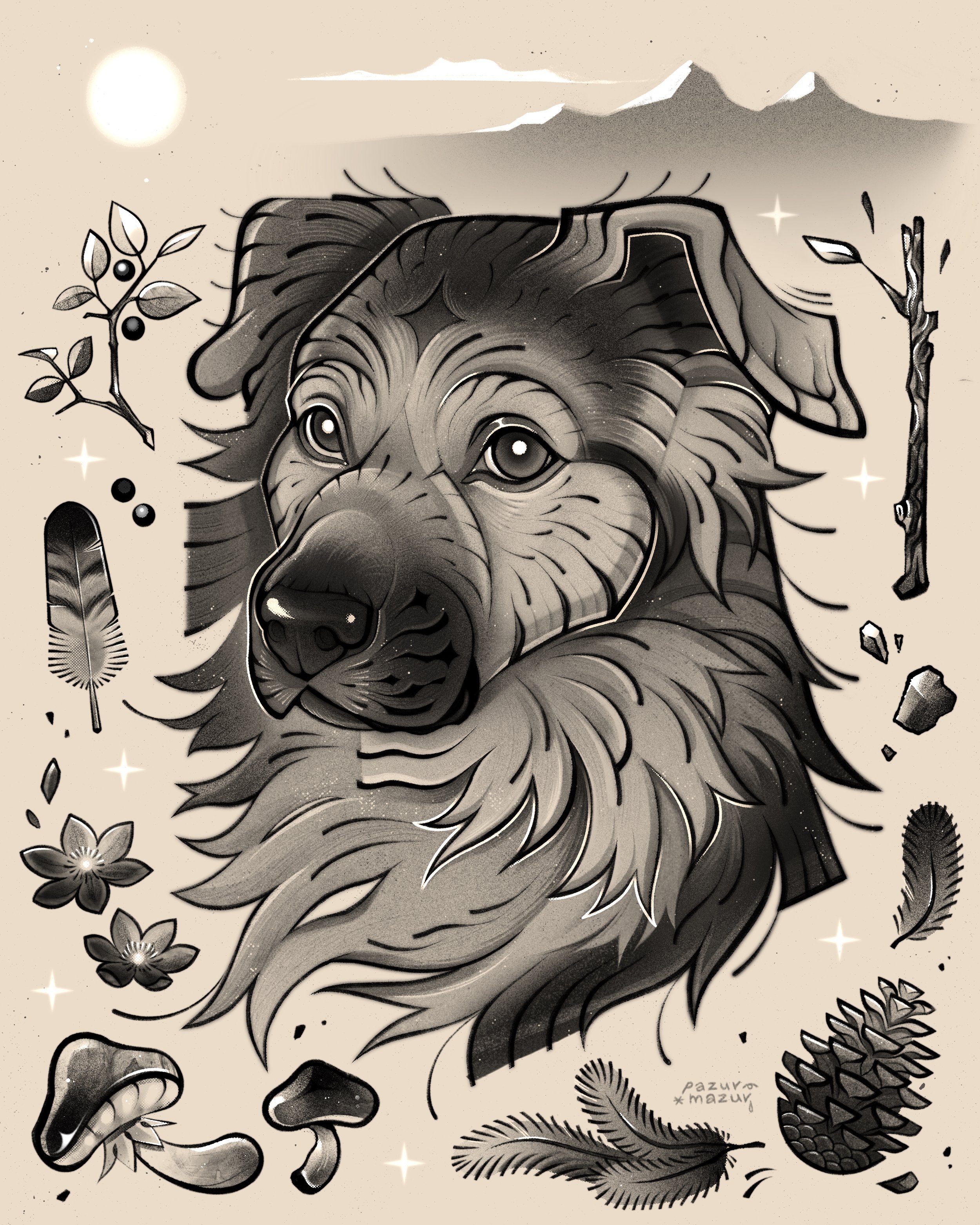 Companion, b&w portrait, 2023