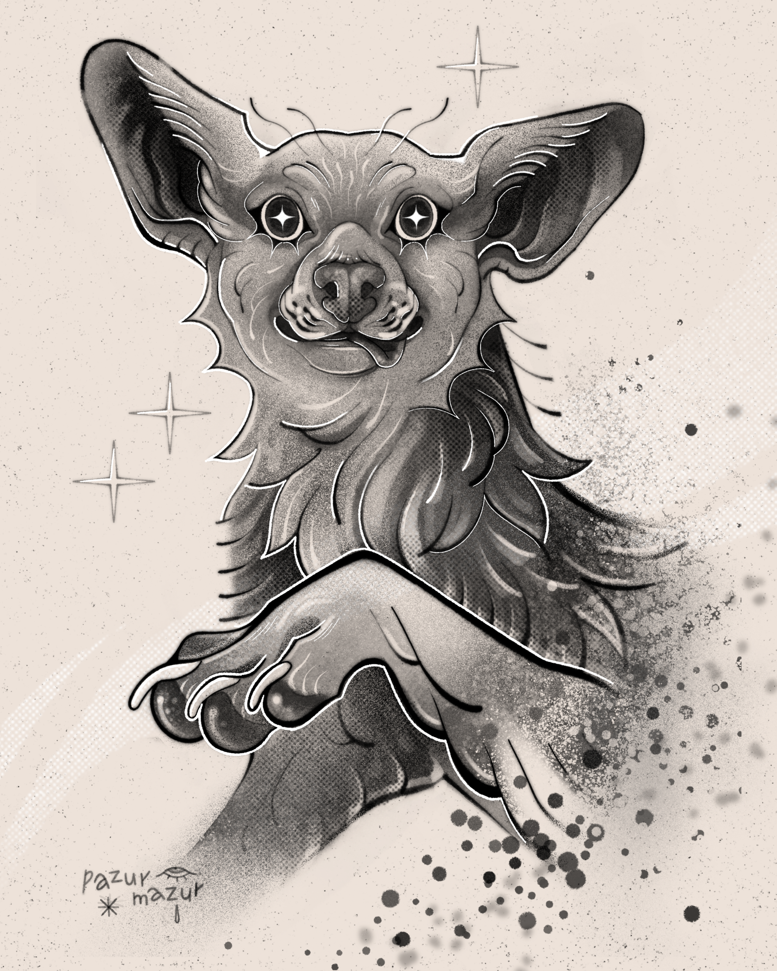 Big ears, charity b&w portrait, 2022