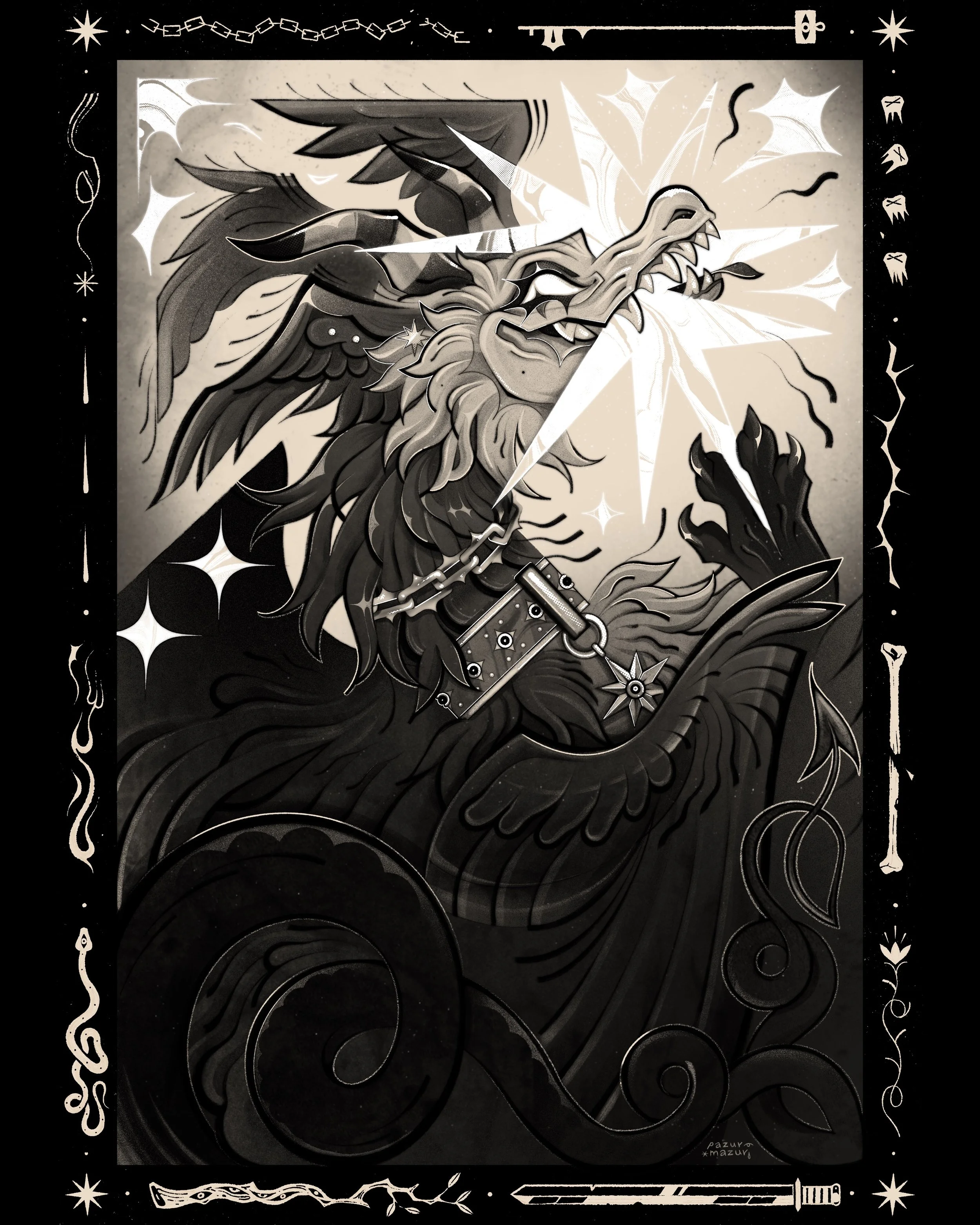 Star eater, b&w portrait, 2023