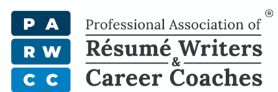 Logo of the Professional Association of Résumé Writers & Career Coaches, featuring the acronym PA RW CC in blue squares on the left and the full organization name on the right.