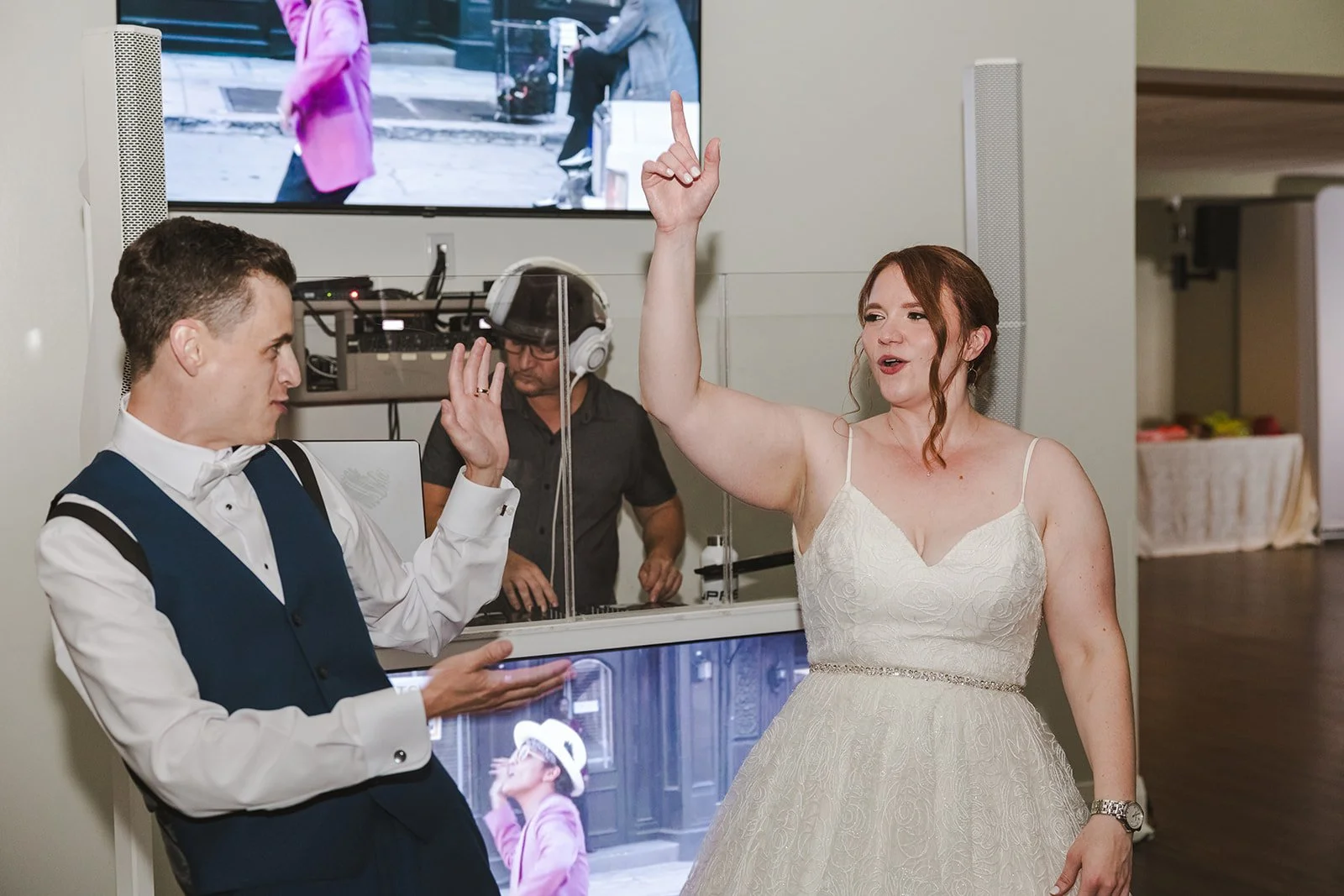 Bride and Groom dancing during wedding reception  Golf Course Wedding  Fedora Media.jpg