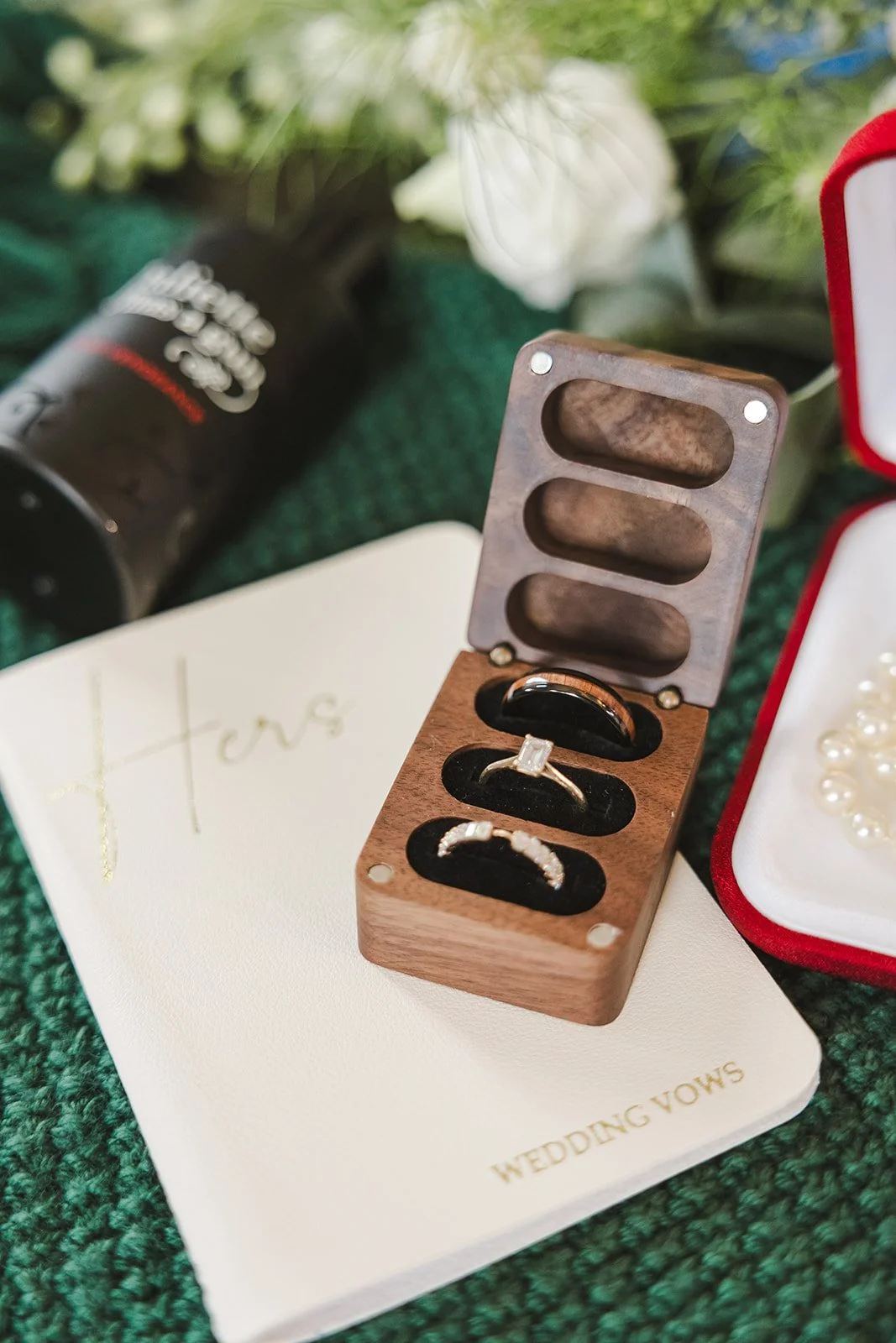 Wedding ring box on vow book  fall wedding  Fedora Media.jpg