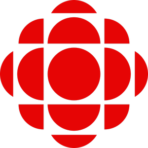 An abstract geometric logo with a black background, featuring red circles and semi-circles arranged in a symmetrical pattern.