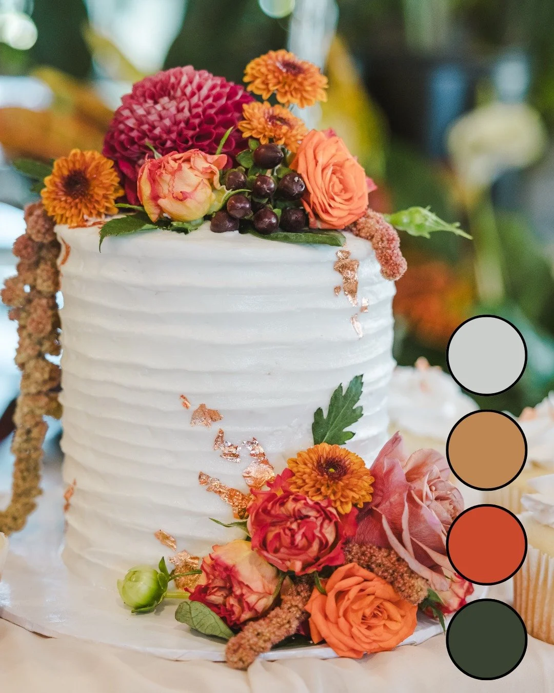 Earthy tones are setting the mood for 2026 weddings.
Greens, warm oranges, and soft golds create a palette that feels natural yet elevated, bringing depth, warmth, and effortless elegance to every detail. These colours photograph beautifully and give
