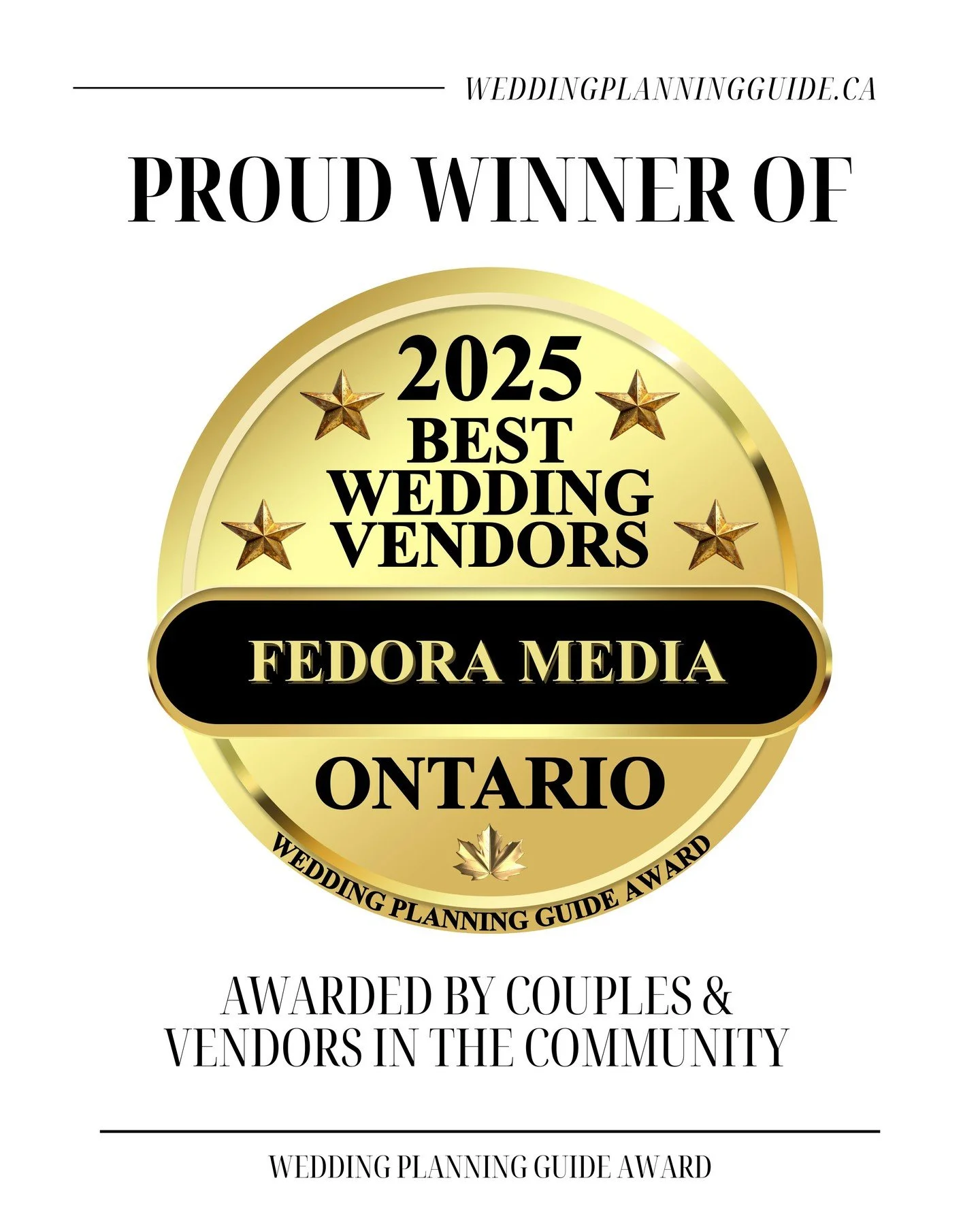 We&rsquo;re incredibly excited and honoured to be recognized as part of the 2025 Best Wedding Vendors/Photographers of Ontario.

Being trusted to capture such meaningful moments is something we never take for granted, and recognition like this remind