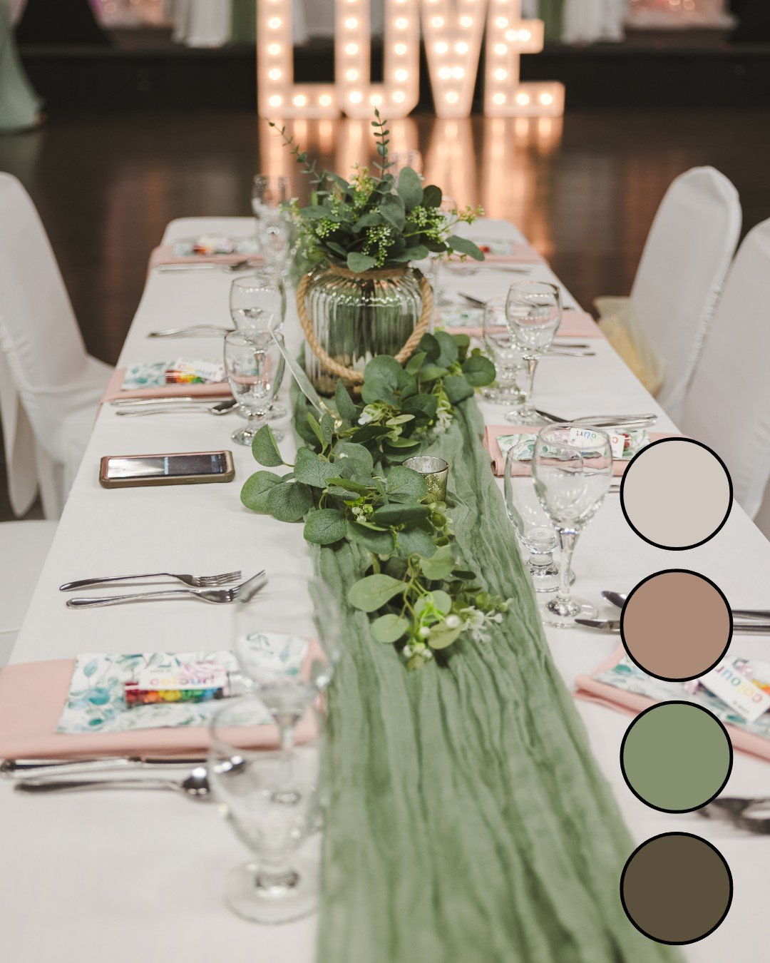 Colour plays a quiet but powerful role in storytelling: shaping mood, emotion, and how a moment is remembered.

In this palette, soft blush, warm taupe, muted sage, and deep espresso work together to create balance and depth. The softness of the ligh