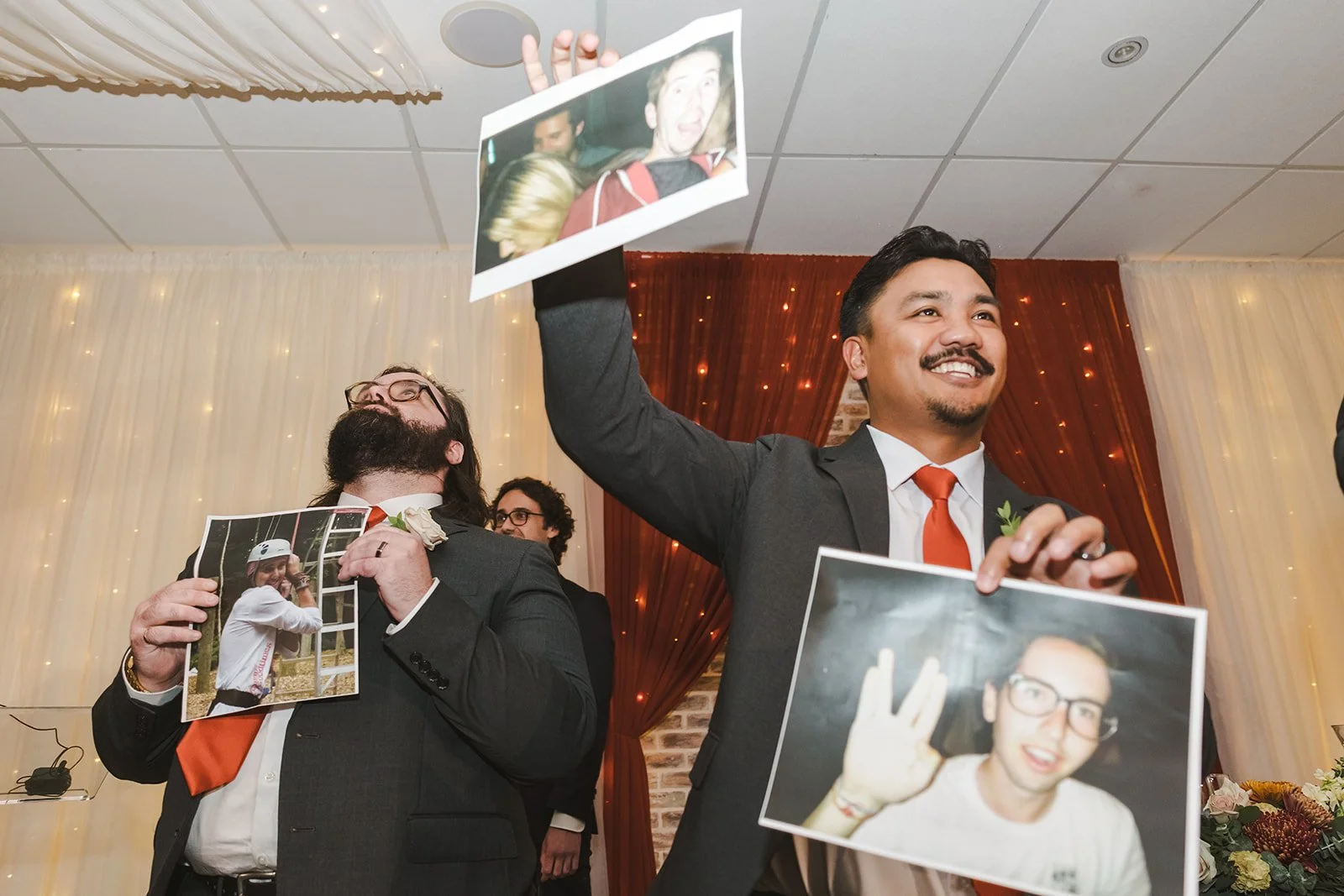Groomsmen entering wedding reception  Cambridge Butterfly Conservatory  Cambridge, ON  Fedora Media.jpg