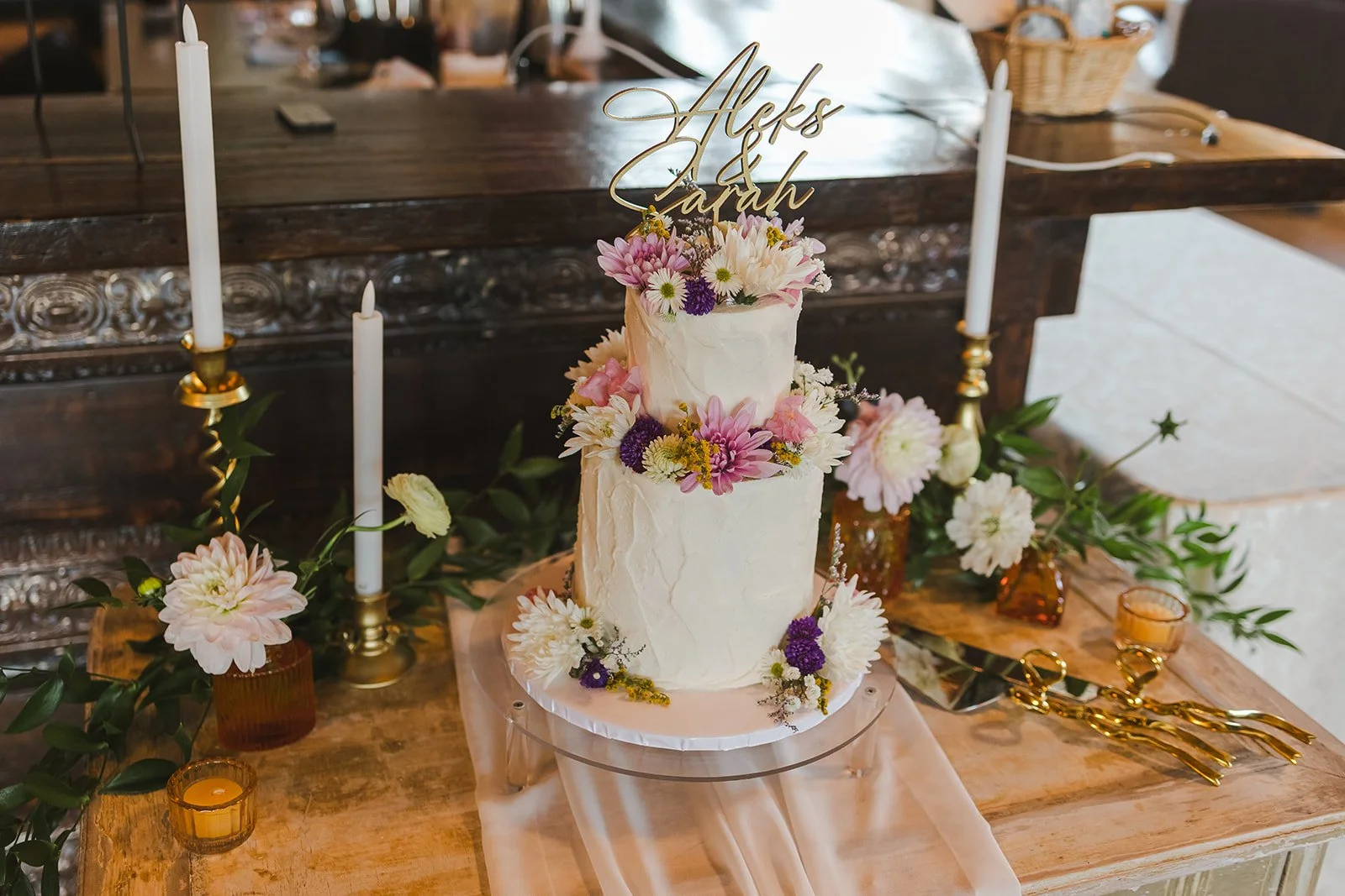Colourful wedding cake  River's Edge  Arlington Hotel  Paris, ON  Fedora Media.jpg